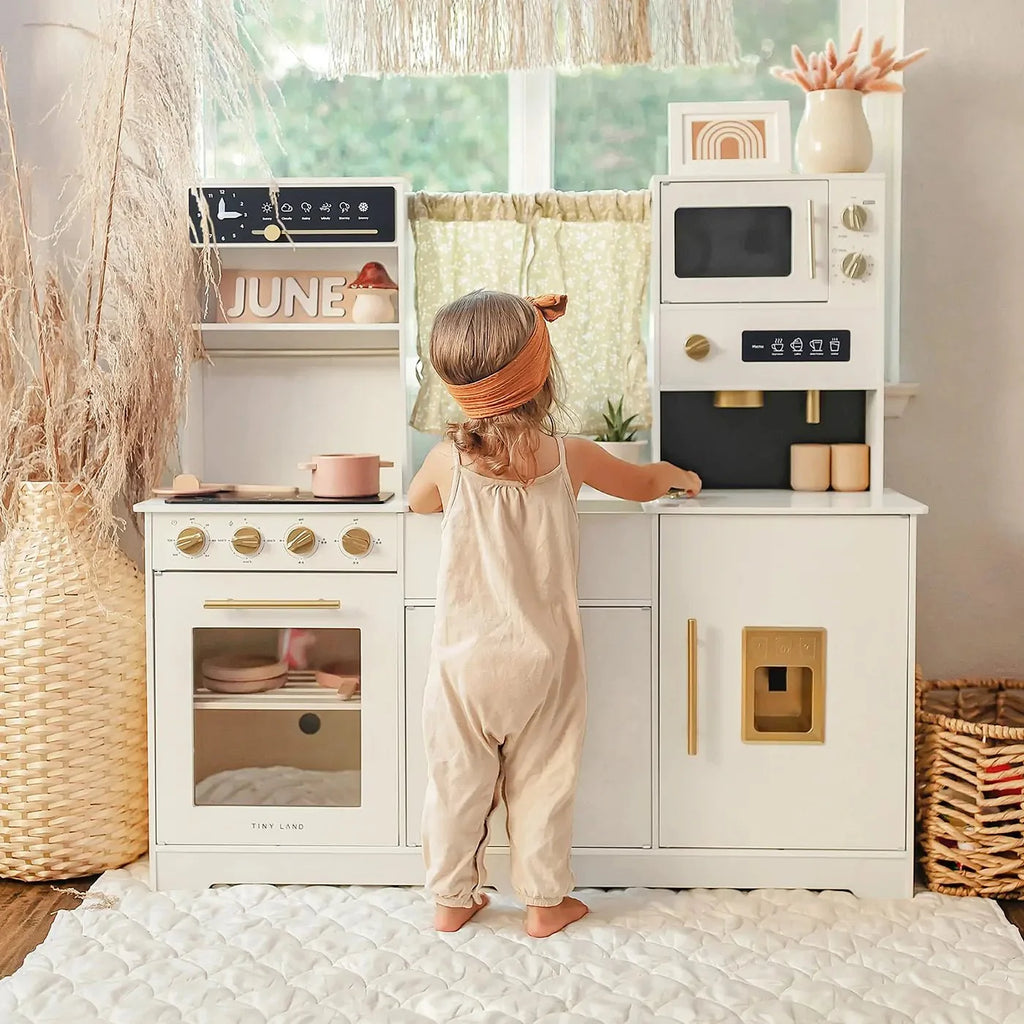 Tiny Land Iconic Wooden Play Kitchen – Cream Pretend Cooking Set for Kids — product image 3 of 8