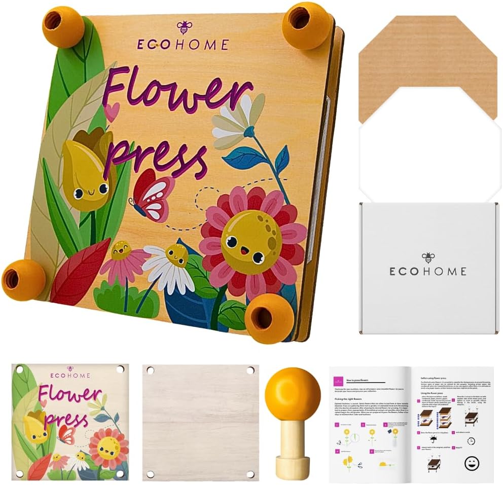 Pressed Flower Art Kit with 4-Inch Flower Press & Craft Supplies