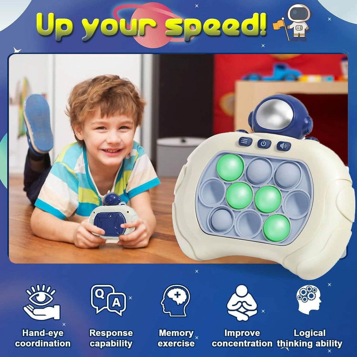 Side view of the electronic pop-it fidget game console