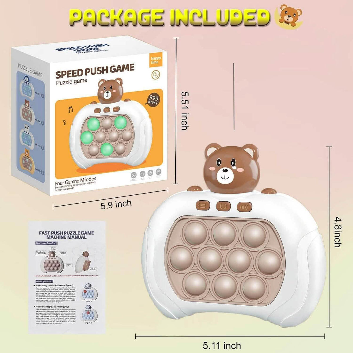 Another angle of the electronic pop-it fidget game console