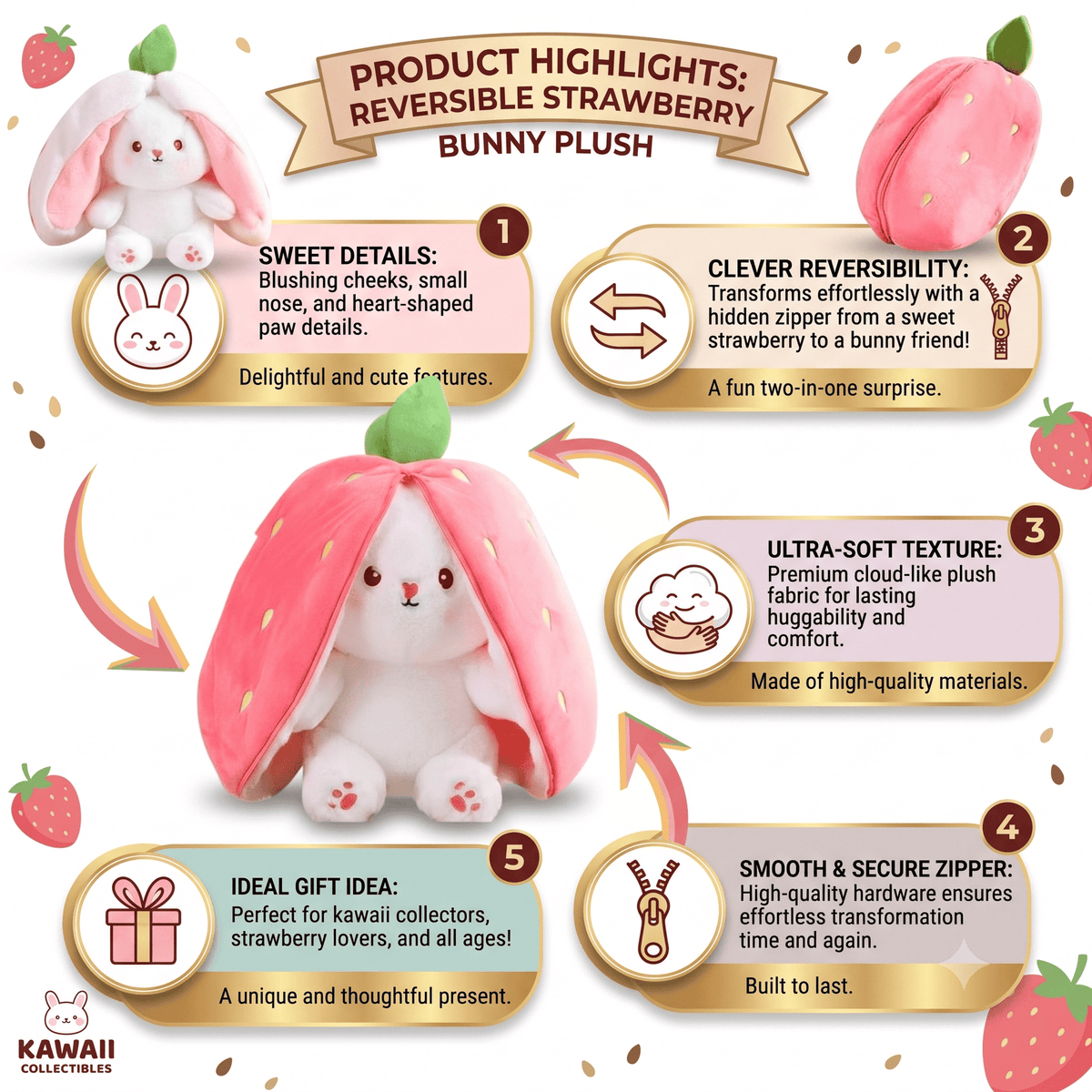 Strawberry Surprise Bunny Plush
