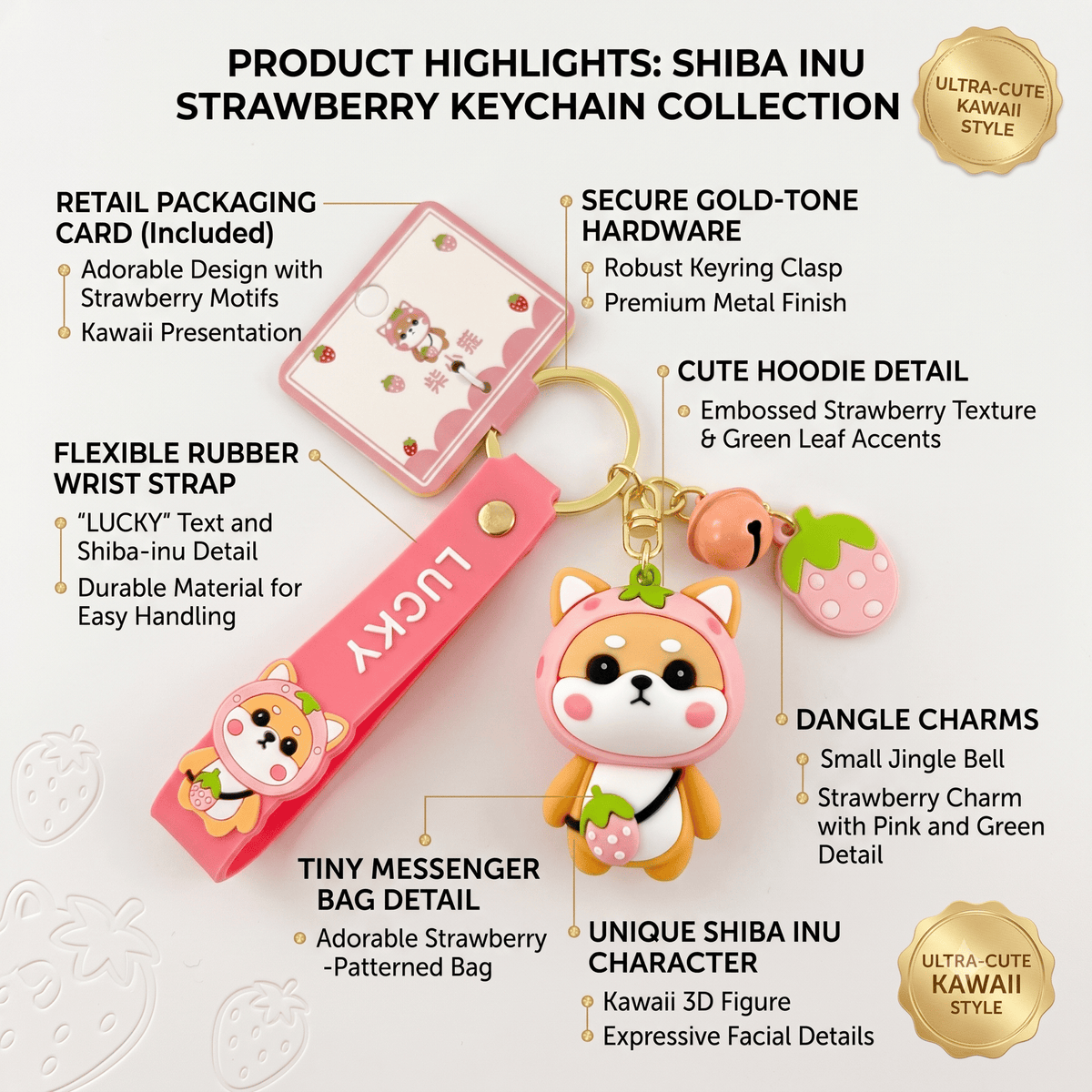 Strawberry Shiba Keychain — product photo 2 of 11