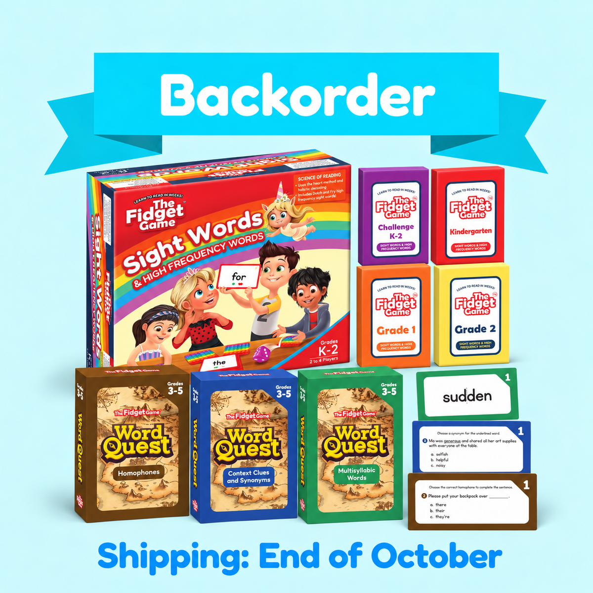 Sight Words + Expansion 3-5 Card Packs - Pipkin & Puddle: Dreamland