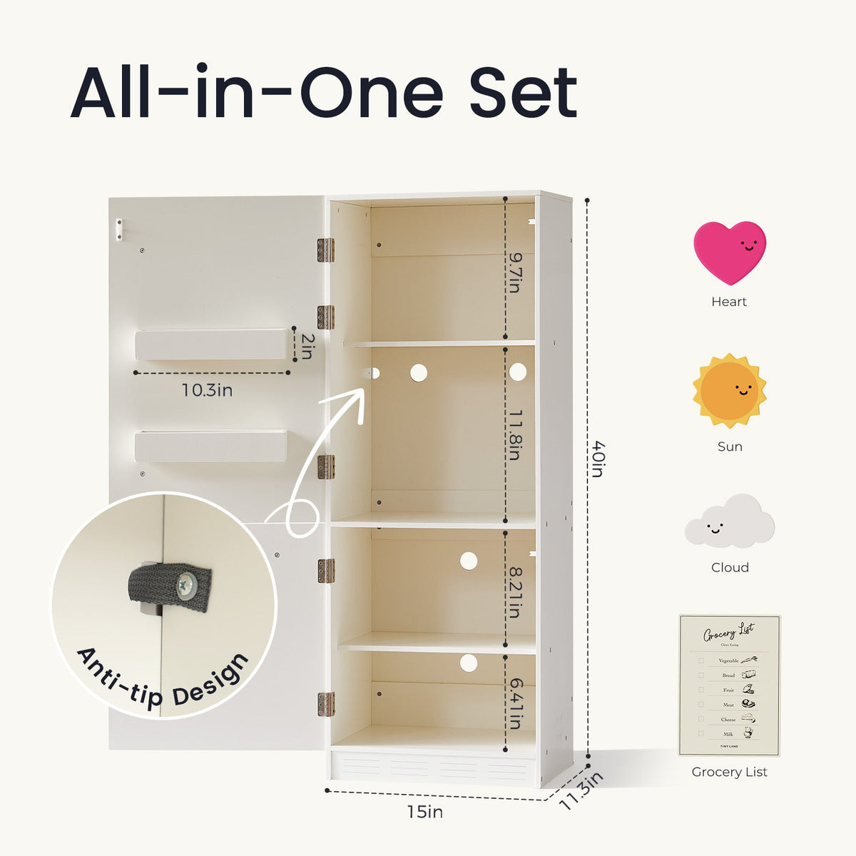 Tiny Land Wooden Play Kitchen Fridge — product image 10 of 10