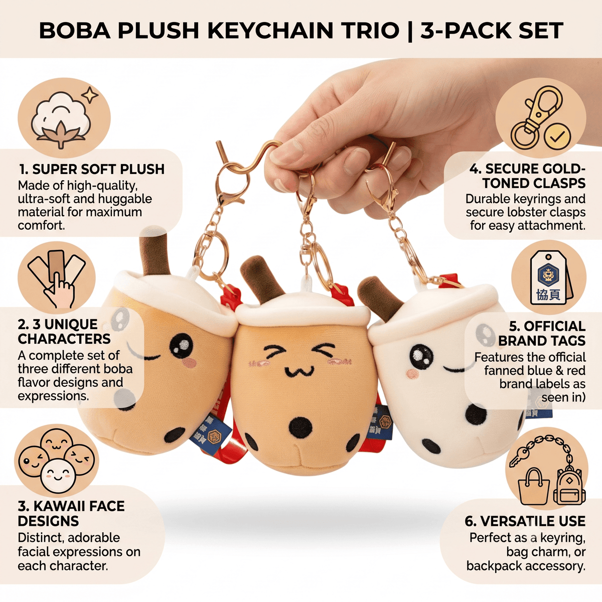 Boba Keychain 3-Pack — product photo 2 of 11