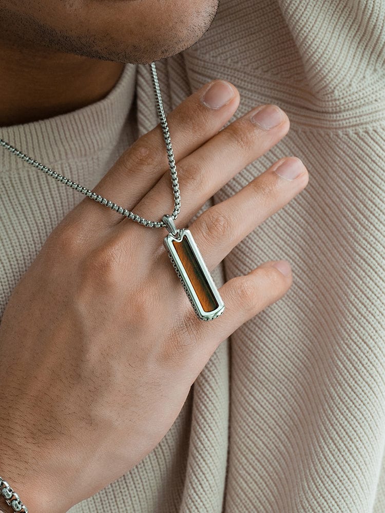 Tiger Eye Column Pendant Necklace - Maven Couture IncColumn Pendant