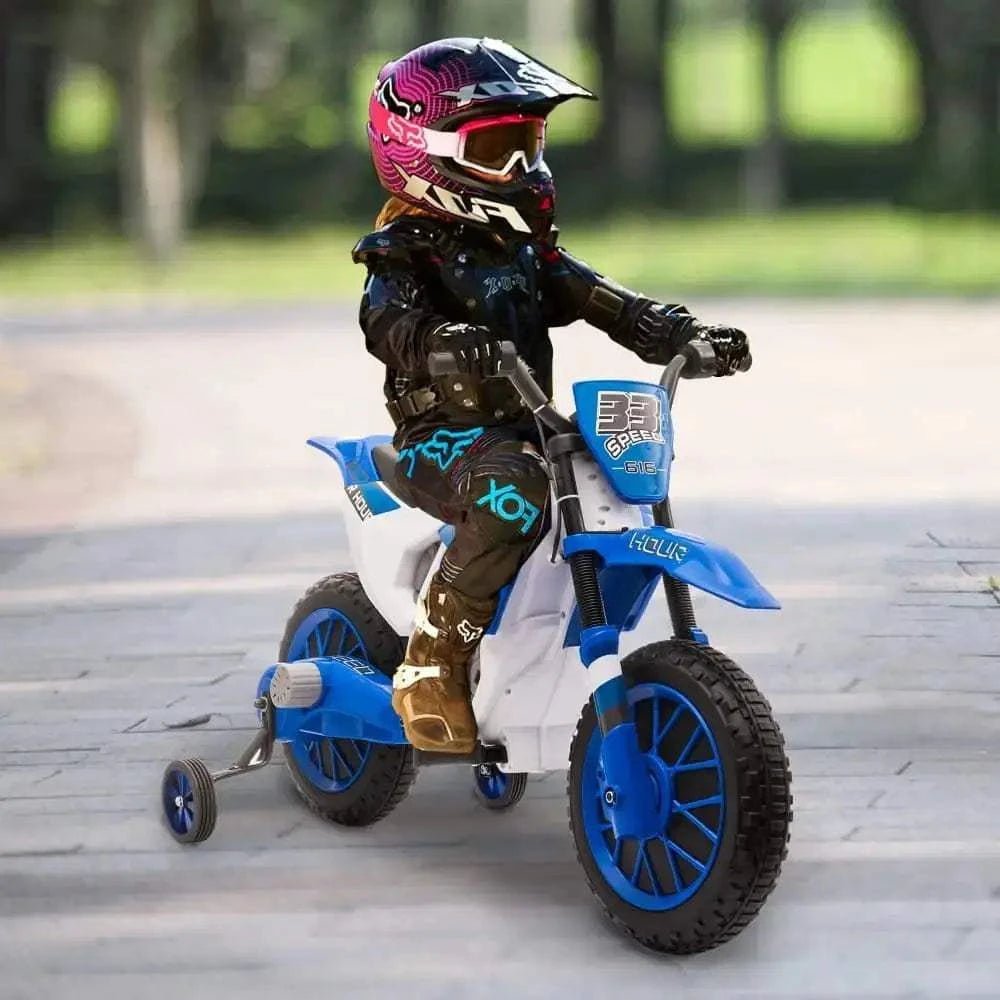 TOBBI 12V Electric Kids Ride-On Dirt Bike with Training Wheels — product photo 1 of 8