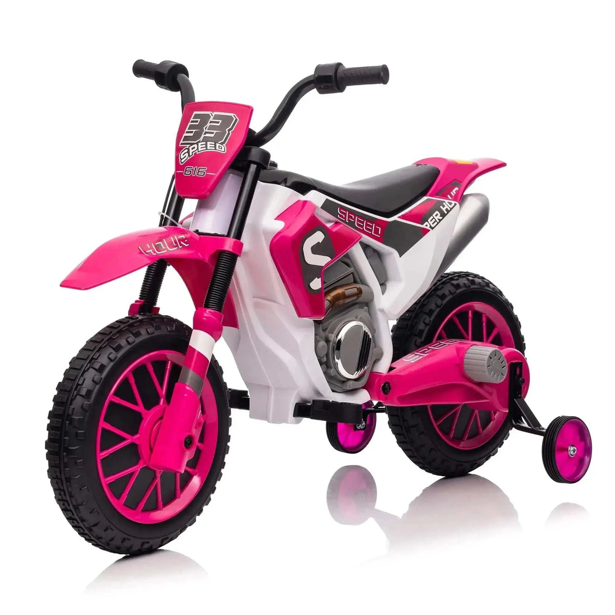 TOBBI 12V Electric Kids Ride-On Dirt Bike with Training Wheels — product photo 8 of 8