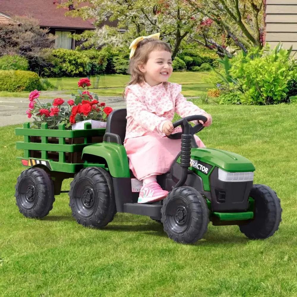 TOBBI 12V Electric Kids Ride-On Tractor with Trailer — product photo 1 of 10
