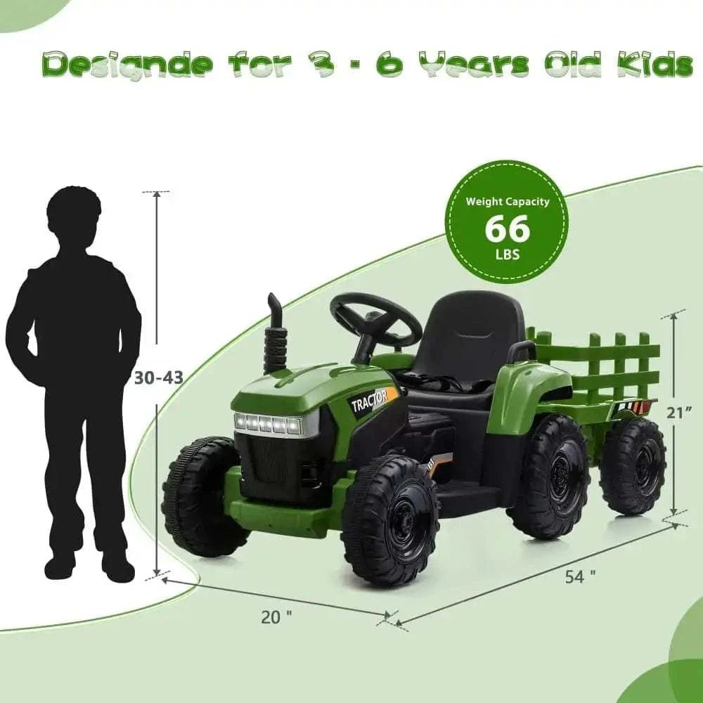 TOBBI 12V Electric Kids Ride-On Tractor with Trailer — product photo 3 of 10