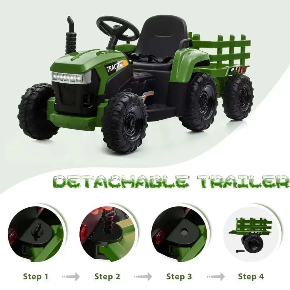 TOBBI 12V Electric Kids Ride-On Tractor with Trailer — product photo 5 of 10