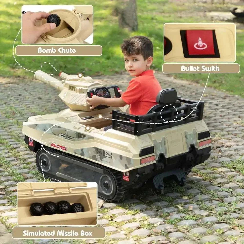 TOBBI 24V Electric Kids Ride-On Tank Car — product photo 4 of 8
