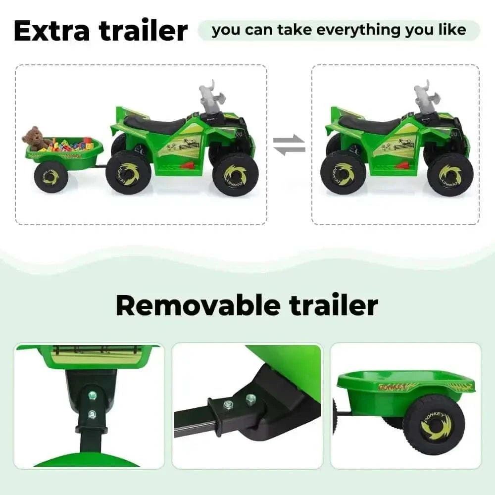 TOBBI 6V Electric Kids Ride-On ATV with Trailer — product photo 6 of 8