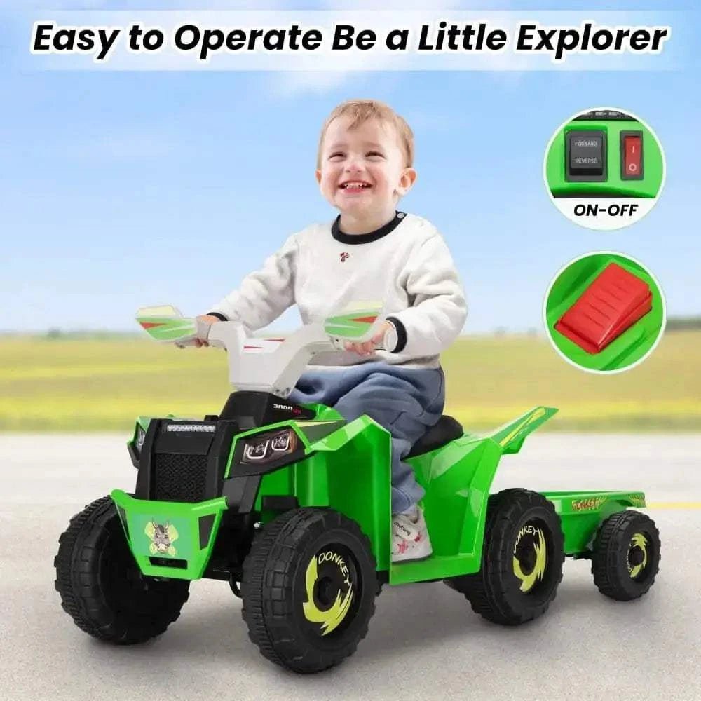 TOBBI 6V Electric Kids Ride-On ATV with Trailer — product photo 1 of 8