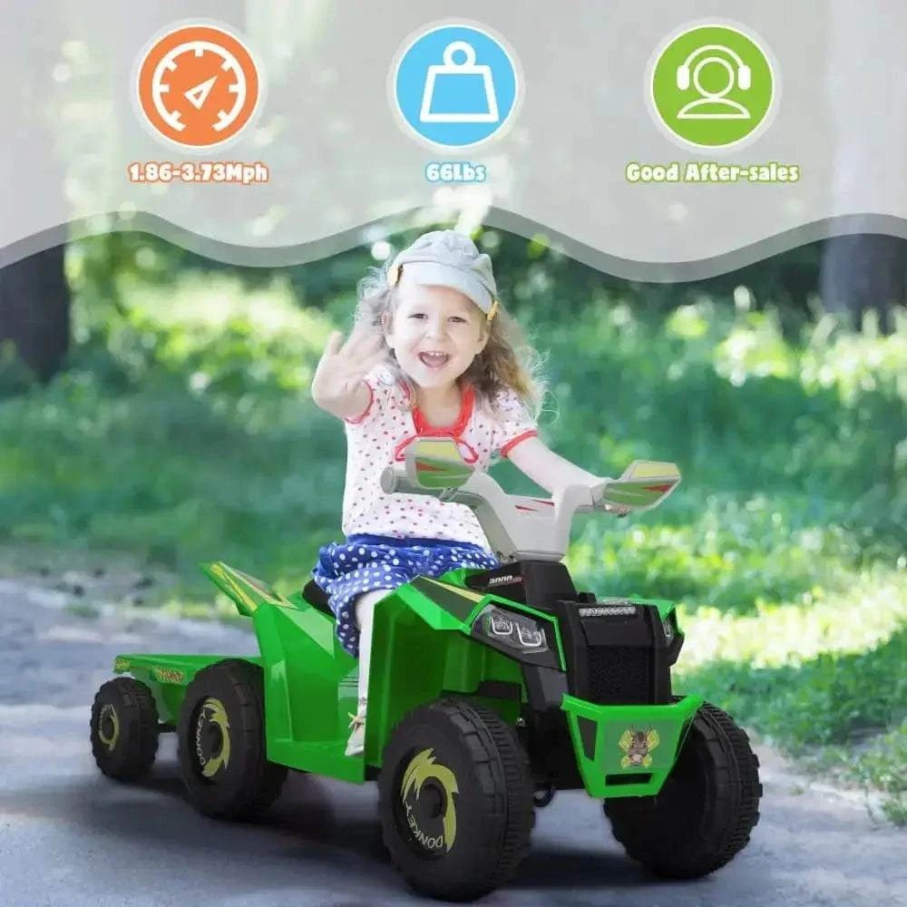TOBBI 6V Electric Kids Ride-On ATV with Trailer — product photo 4 of 8