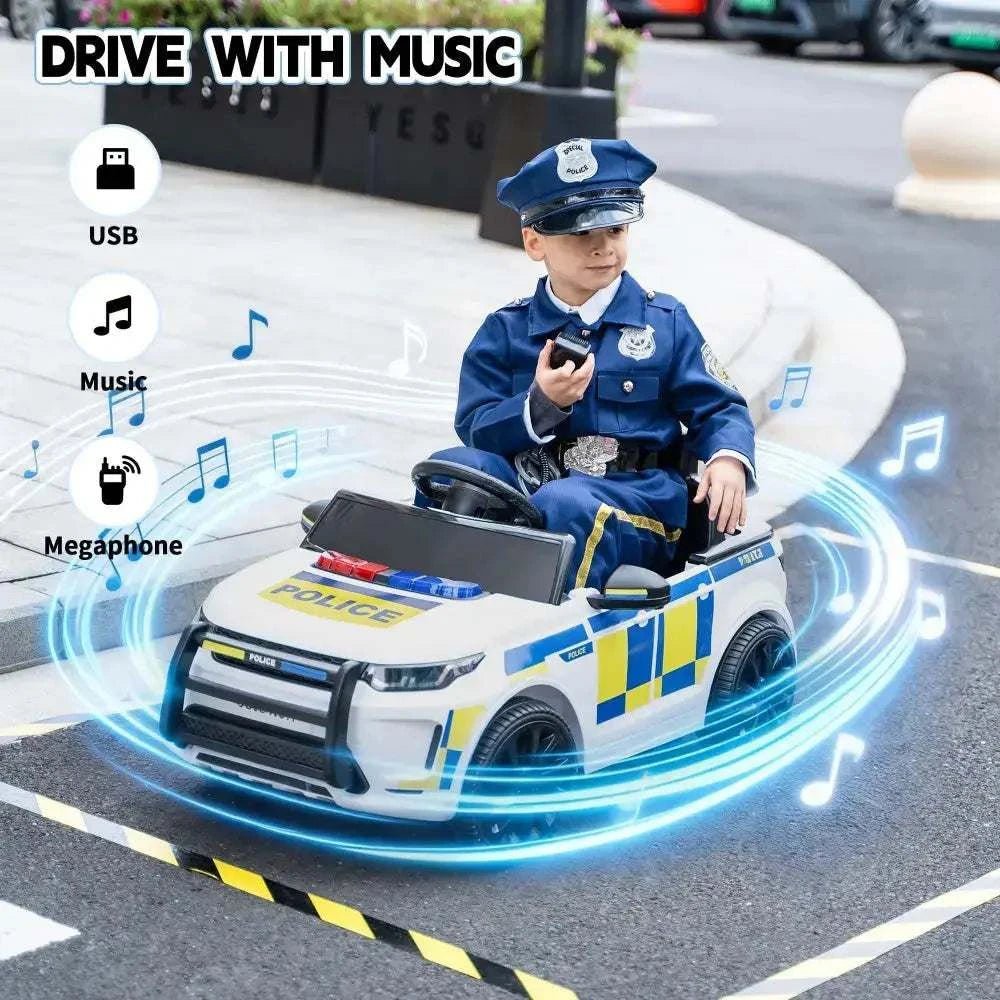 TOBBI 6V Electric Kids Ride-On Police Car — product photo 8 of 8