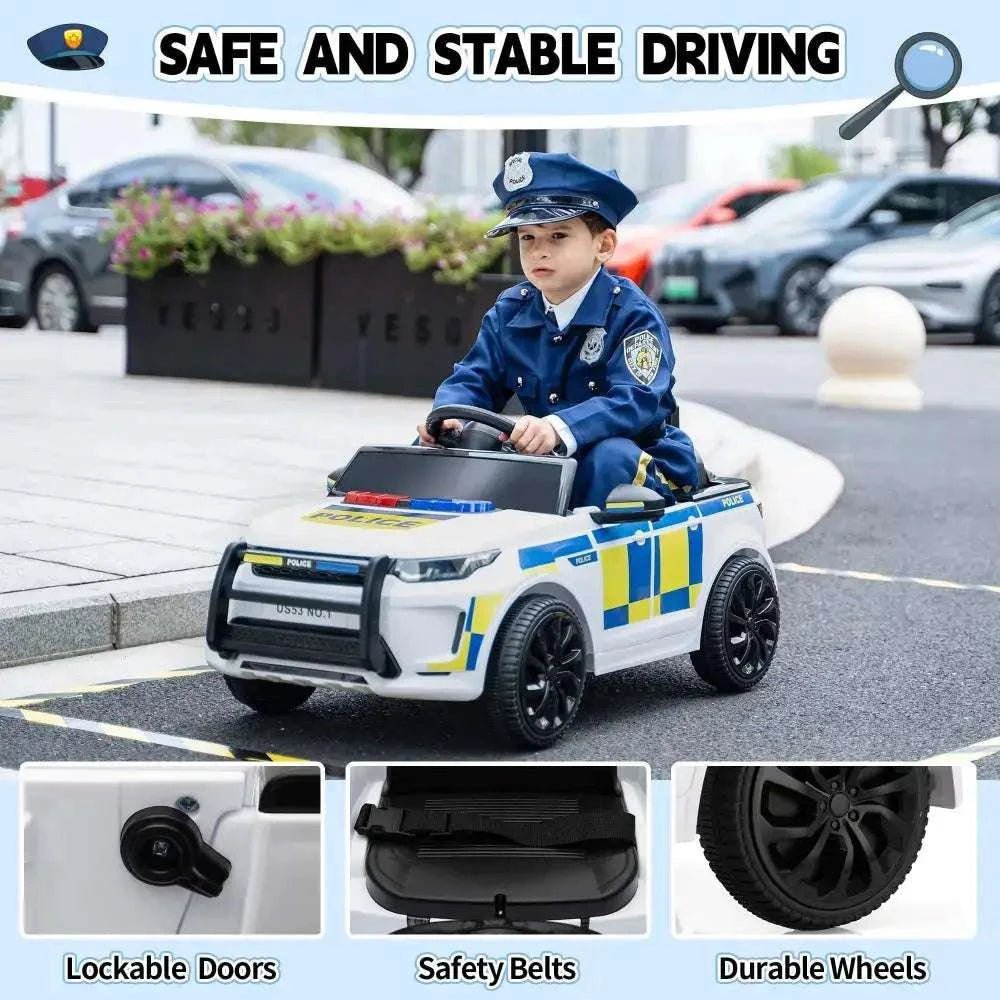 TOBBI 6V Electric Kids Ride-On Police Car — product photo 6 of 8