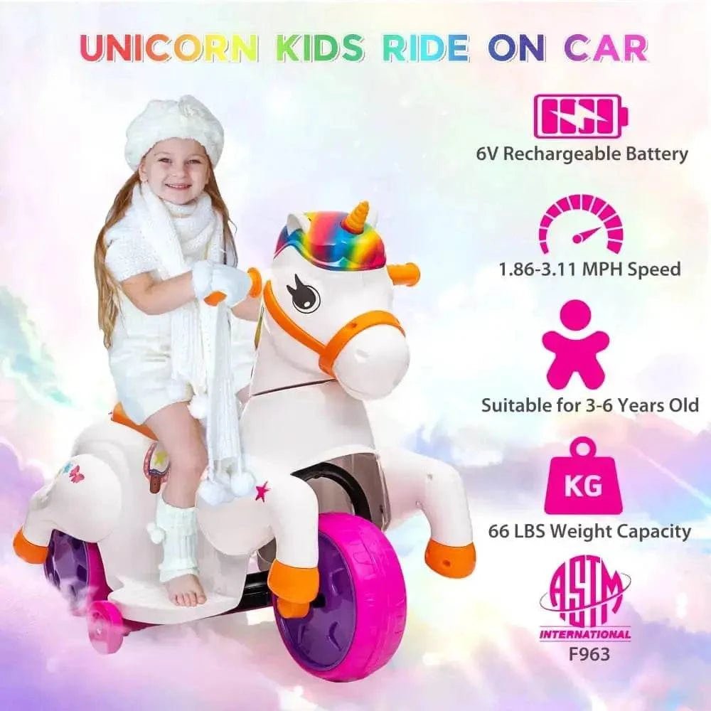 TOBBI 6V Electric Kids Unicorn Ride-On Car — product photo 4 of 7