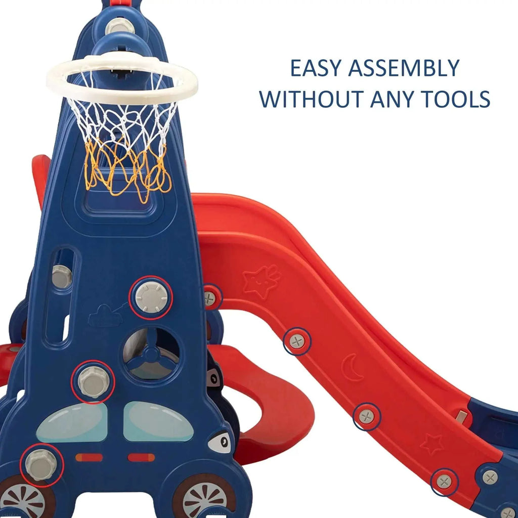 TOBBI & NYEEKOY 3-in-1 Car-Themed Toddler Slide and Swing Set - Maven Couture IncSwing Sets & Playsets