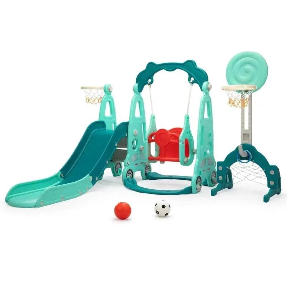 TOBBI & NYEEKOY 5-in-1 Car-Themed Toddler Slide and Swing Set - Maven Couture IncSwing Sets & Playsets