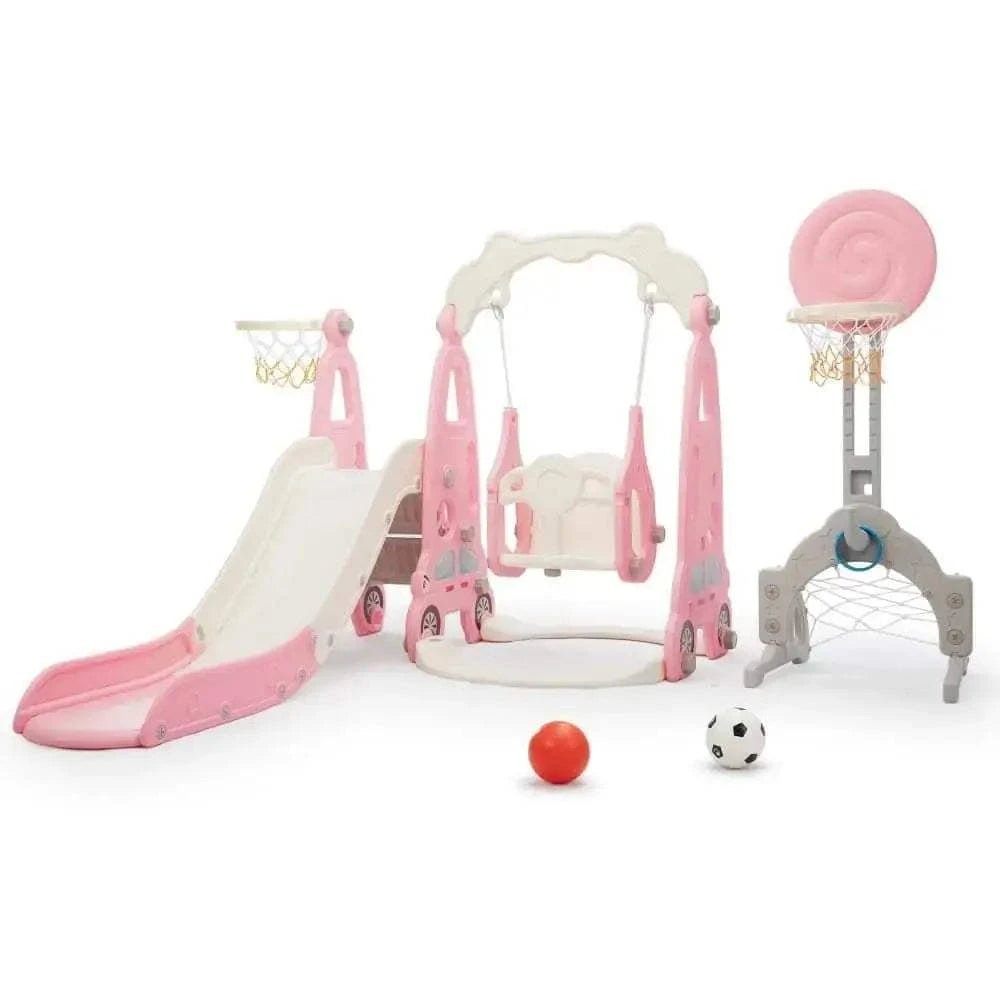 TOBBI & NYEEKOY 5-in-1 Car-Themed Toddler Slide and Swing Set - Maven Couture IncSwing Sets & Playsets