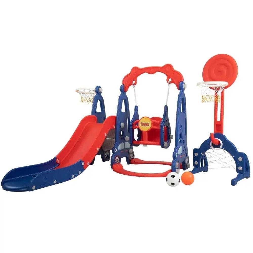 TOBBI & NYEEKOY 5-in-1 Car-Themed Toddler Slide and Swing Set - Maven Couture IncSwing Sets & Playsets