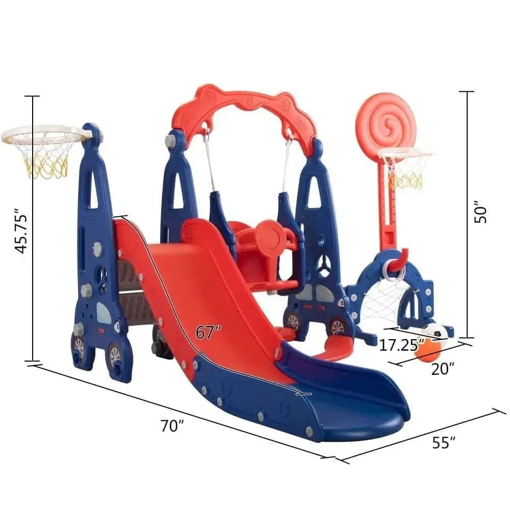 TOBBI & NYEEKOY 5-in-1 Car-Themed Toddler Slide and Swing Set - Maven Couture IncSwing Sets & Playsets