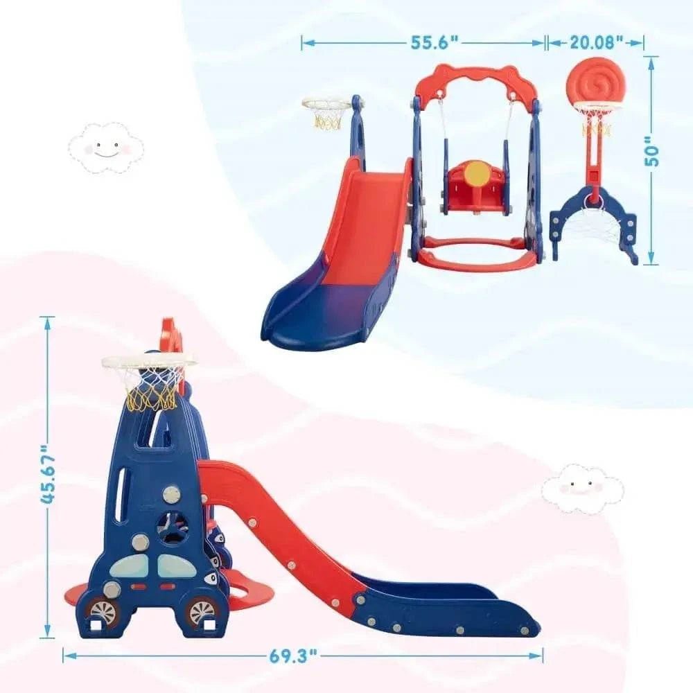 TOBBI & NYEEKOY 5-in-1 Car-Themed Toddler Slide and Swing Set - Maven Couture IncSwing Sets & Playsets