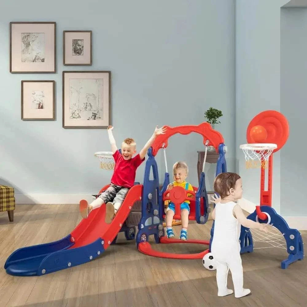 TOBBI & NYEEKOY 5-in-1 Car-Themed Toddler Slide and Swing Set - Maven Couture IncSwing Sets & Playsets