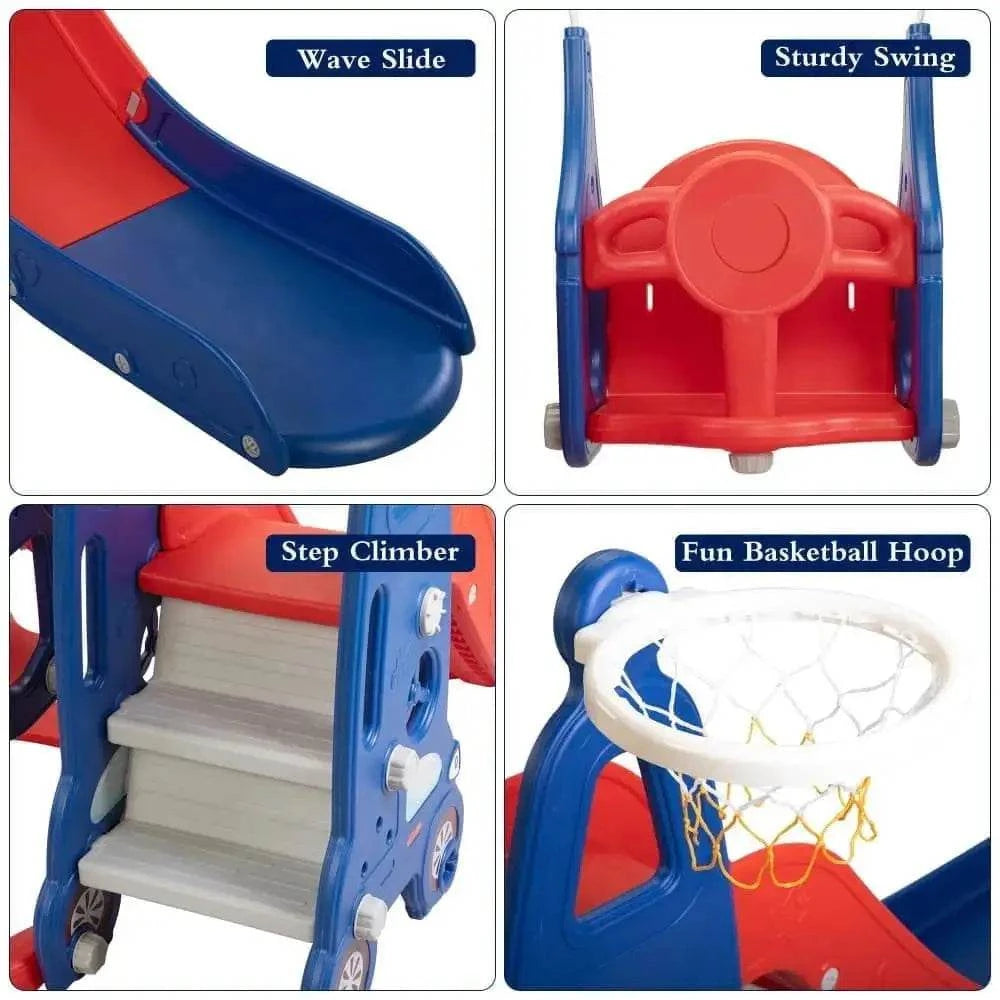 TOBBI & NYEEKOY 5-in-1 Car-Themed Toddler Slide and Swing Set - Maven Couture IncSwing Sets & Playsets