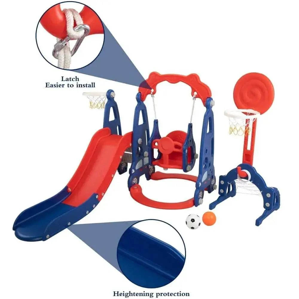 TOBBI & NYEEKOY 5-in-1 Car-Themed Toddler Slide and Swing Set - Maven Couture IncSwing Sets & Playsets