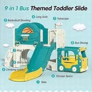 TOBBI & NYEEKOY 9-in-1 Bus-Themed Toddler Slide and Climber Set - Maven Couture IncSlides