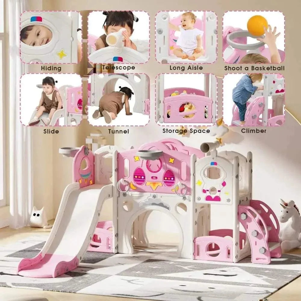 TOBBI & NYEEKOY 9-in-1 Large Rocket-Themed Toddler Climber Slide - Maven Couture IncSlides