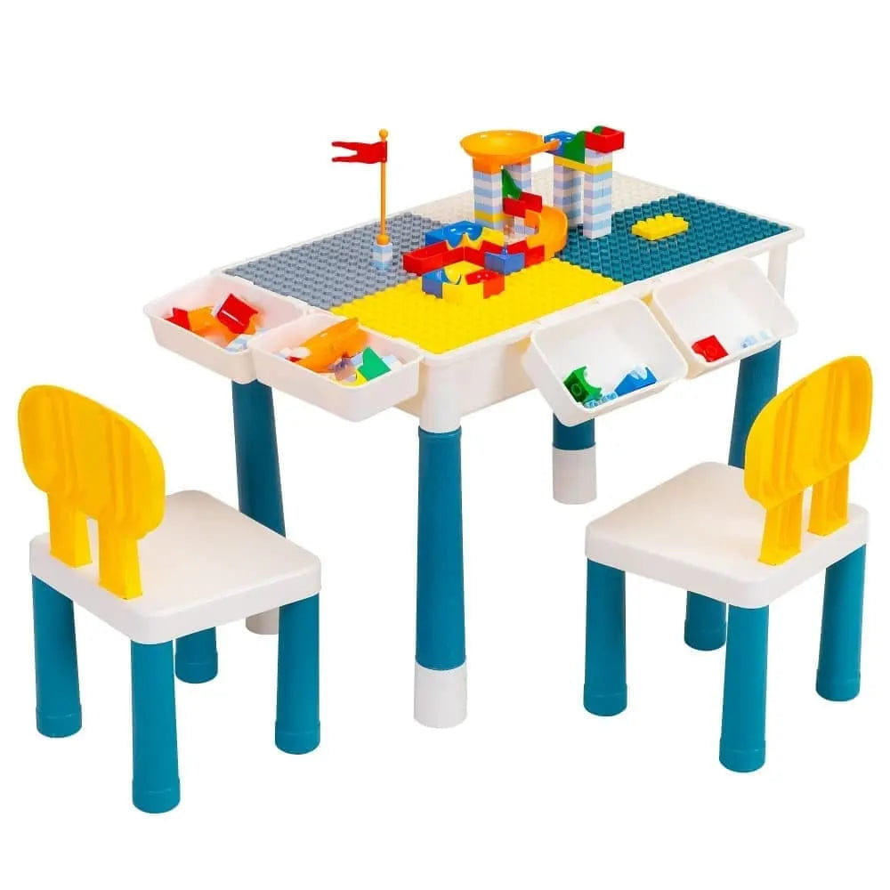 TOBBI & NYEEKOY Multi-Function Rectangular Kids Activity Table Set - Pipkin & Puddle: Dreamland - Yellow + Gray